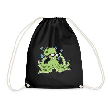 Krake Brille - Turnbeutel - Schwarz - Vorne