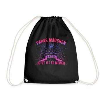 Papas Mädchen Engel Vater Tochter Partnerlook - Turnbeutel - Schwarz - Vorne