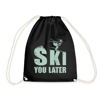 Ski you later skier scallabouts Pistensau piste - Drawstring Bag - black - Front