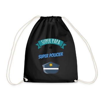 Super papa policier idée cadeau anniversaire - Sac de sport léger - noir - Devant