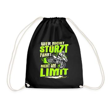 Dirt Bike Motocross Motorrad Biker Spruch Geschenk - Turnbeutel - Schwarz - Vorne