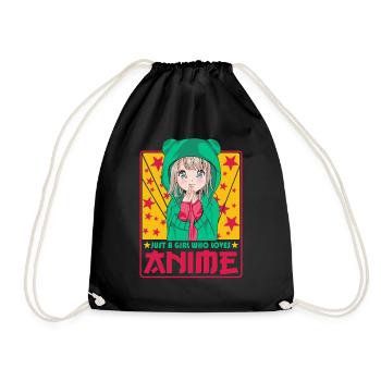 Niedliche Anime Frau -Kawaii Otaku Manga Anime - Turnbeutel - Schwarz - Vorne