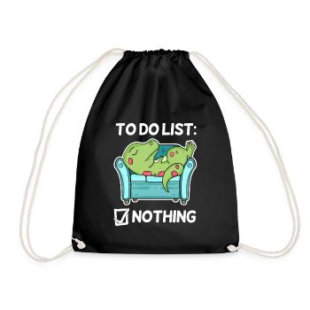 To do list Nothing Dinosaur - Drawstring Bag - black - Front