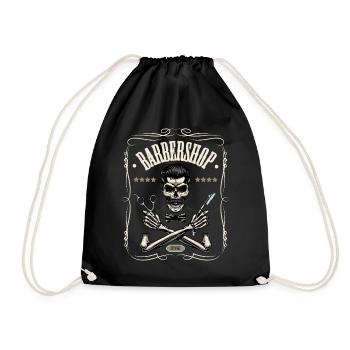 Barbershop Friseur Friseurin Frisör Geschenk - Turnbeutel - Schwarz - Vorne
