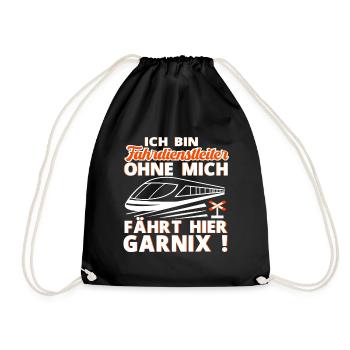 Fahrdienstleiter und Eisenbahner Sprüche Geschenke - Turnbeutel - Schwarz - Vorne