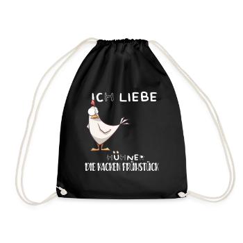 Ich liebe Hühner, die kacken Frühstück - Turnbeutel - Schwarz - Vorne