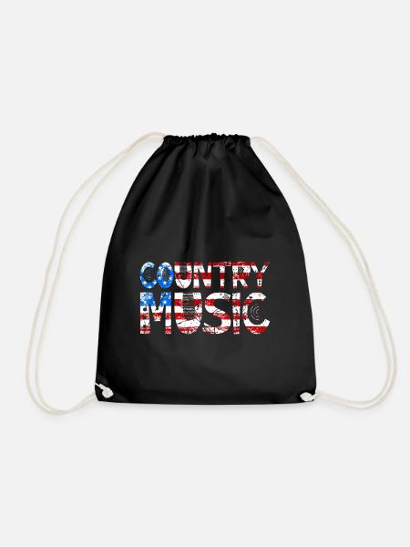 Country Music Retro Vintage Guitar - Drawstring Bag - black