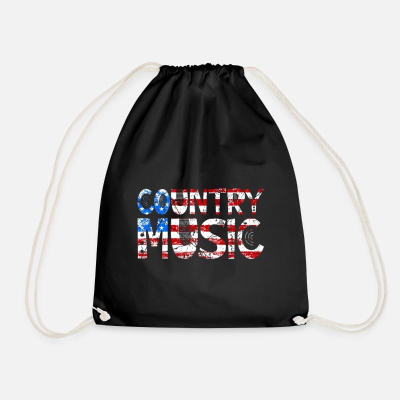 Country Music Retro Vintage Guitar - Drawstring Bag - black