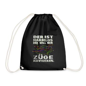 Fahrdienstleiter , Eisenbahner und Weichenwärter - Turnbeutel - Schwarz - Vorne