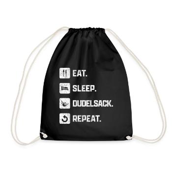Eat Sleep Bagpipes Repeat Bagpipe Saying - Drawstring Bag - black - Front