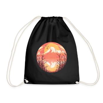 Volcan soleil levant soleil lac panorama - Sac de sport léger - noir - Devant