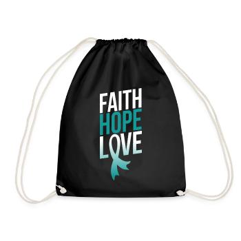 Faith Hope Love | Cervical Cancer Awareness - Drawstring Bag - black - Front