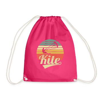 Kite Surfer Vintage Kitesurfing Kitesurfer Kiter - Drawstring Bag - fuchsia - Front