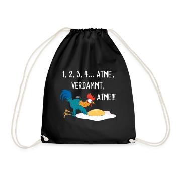 Huhn Hühner Hahn Lustige Sprüche Geschenk - Turnbeutel - Schwarz - Vorne