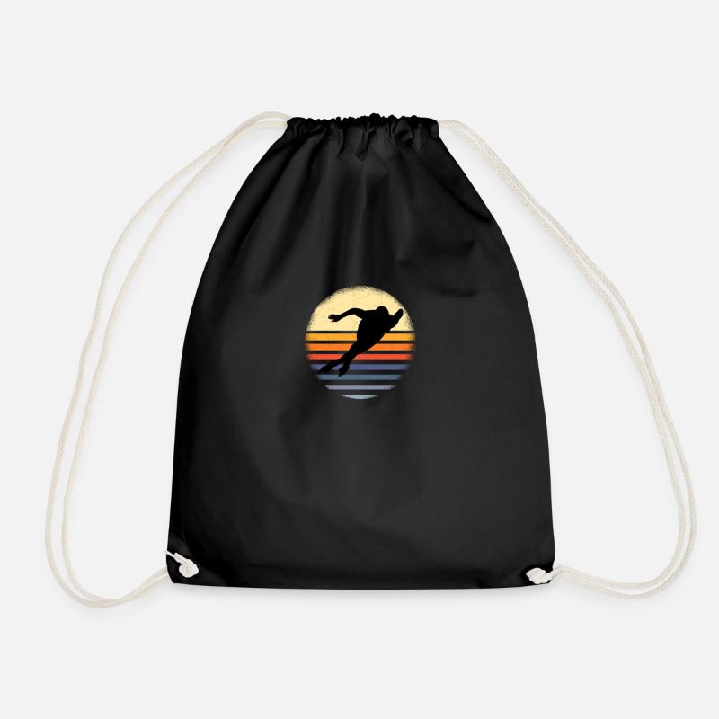Retro Design vintage Eisschnelllauf Speed Skating - Turnbeutel - Schwarz