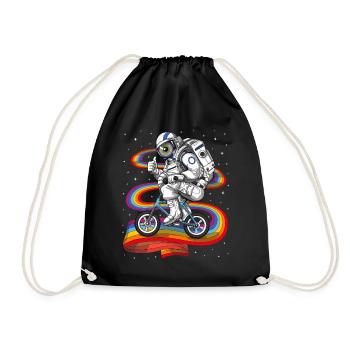 Psychedelische Astronaut Radfahren - Turnbeutel - Schwarz - Vorne