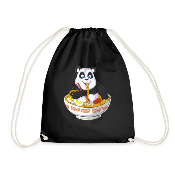 Anime Panda essen Ramen - Turnbeutel - Schwarz - Vorne