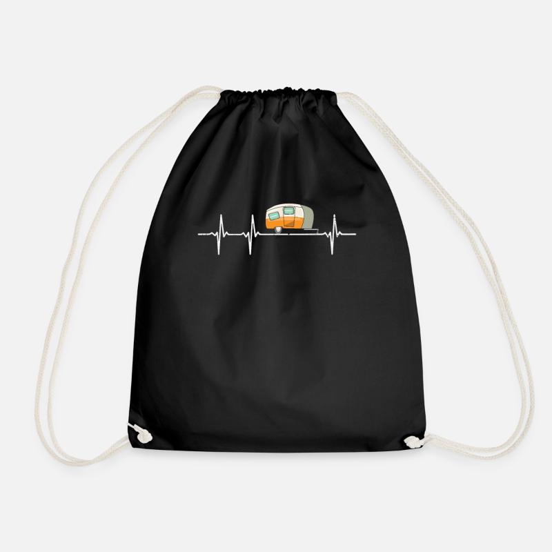 Wohnwagen Caravan Herzschlag Geschenk - Turnbeutel - Schwarz