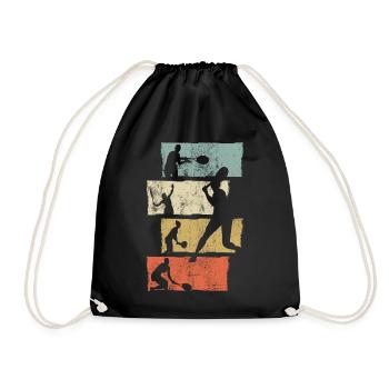 Tennis Tennisspieler Geschenk - Turnbeutel - Schwarz - Vorne