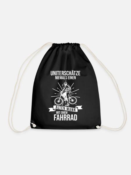 Unterschätze Niemals Alten Mann Mit Einem Fahrrad - Turnbeutel - Schwarz