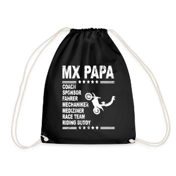 MX Papa Freestyle Motocross Dirtbike Papa Geschenk - Turnbeutel - Schwarz - Vorne