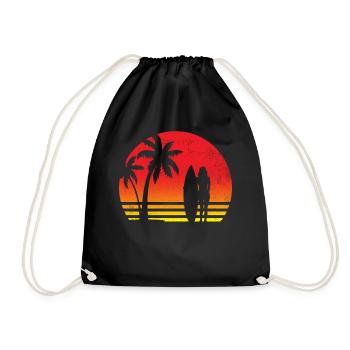 Surfen Surfer Vintage - Turnbeutel - Schwarz - Vorne
