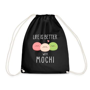 Life Is Better With Mochi Japanese Ice Cream Gift - Drawstring Bag - black - Front