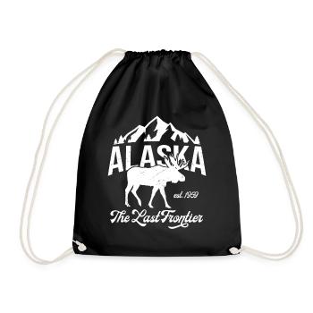 Alaska Mountein Moose Vintage - Drawstring Bag - black - Front
