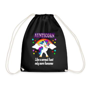 Aunticorn - Aunt Tante Einhorn Dabbing Unicorn - Drawstring Bag - black - Front