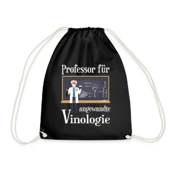 Professor für Angewandte Vinologie Weintrinker - Turnbeutel - Schwarz - Vorne