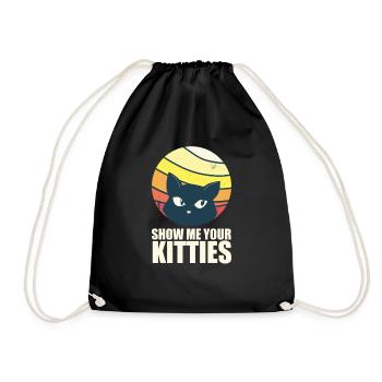 Lustiges Katzen Motiv - Show me your Kitties - Turnbeutel - Schwarz - Vorne