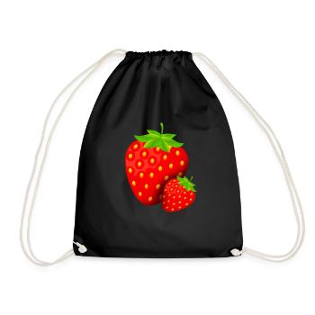 Frische Erdbeeren Obst Vegetarier Veganer Früchte - Turnbeutel - Schwarz - Vorne
