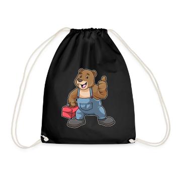 Bär Handwerker Werkzeugkasten Handwerk - Turnbeutel - Schwarz - Vorne