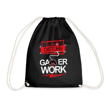 Gamer at work Games Zocker Geschenk - Turnbeutel - Schwarz - Vorne