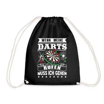 When calling my darts I have to go dart - Drawstring Bag - black - Front