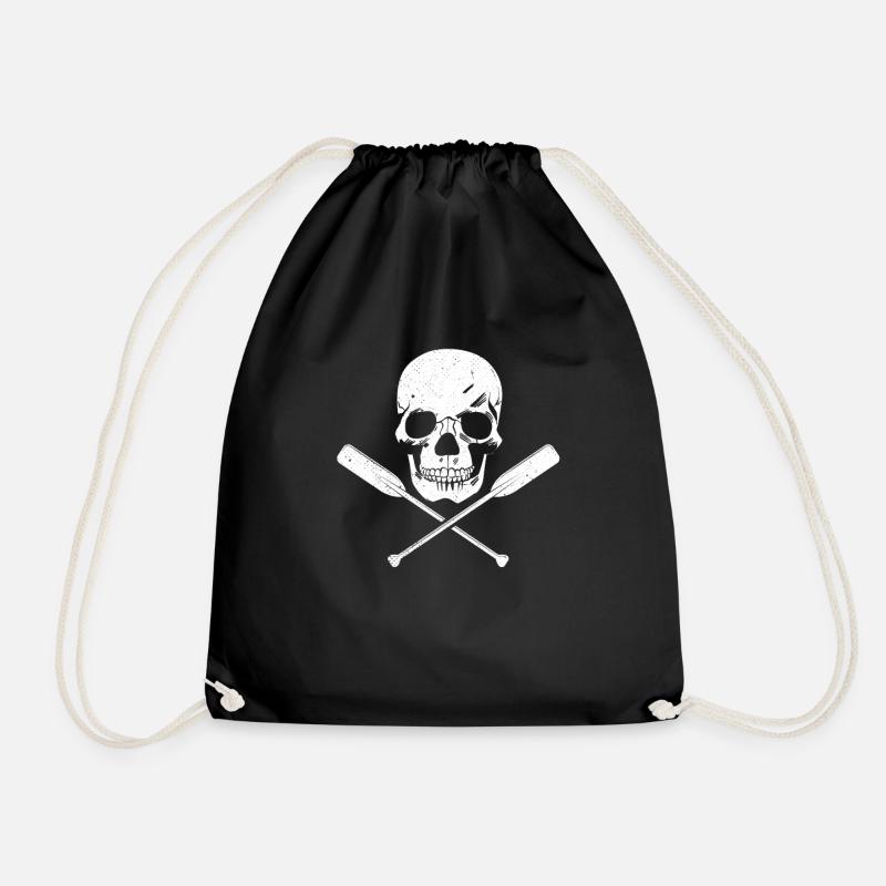 Kayak, canoe or river rafting design with skull - Turnbeutel - Schwarz