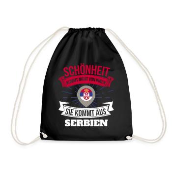 Schönheit kommt aus Serbien Geschenk für Serber - Turnbeutel - Schwarz - Vorne
