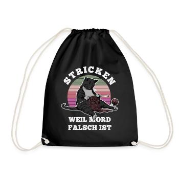 Stricken weil Mord falsch ist Katze Sarkasmus - Turnbeutel - Schwarz - Vorne