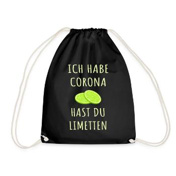 Corona Limetten Spruch - Turnbeutel - Schwarz - Vorne