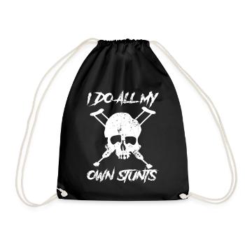 I Do All My Own Stunts Skull with Crutches - Drawstring Bag - black - Front