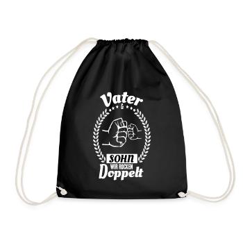 Vater Sohn Spruch Partnerlook Papa Vatertag - Turnbeutel - Schwarz - Vorne
