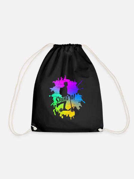 Stunt Scooter vintage retro Stunt It Gifts - Drawstring Bag - black