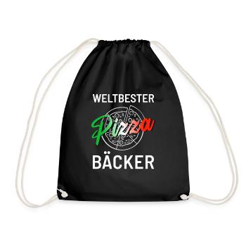 Pizzeria für den Weltbesten Pizzabäcker - Turnbeutel - Schwarz - Vorne