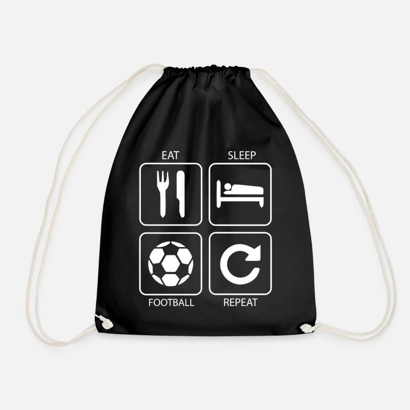 EAT SLEEP FOOTBALL REPEAT - Drawstring Bag - black