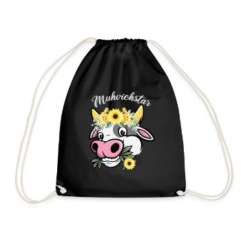 MUHVIEHSTAR Landwirtshaft Bäuerin Kühe Geschenk - Turnbeutel - Schwarz - Vorne