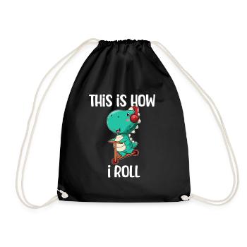 Scooter Dinosaur - Drawstring Bag - black - Front