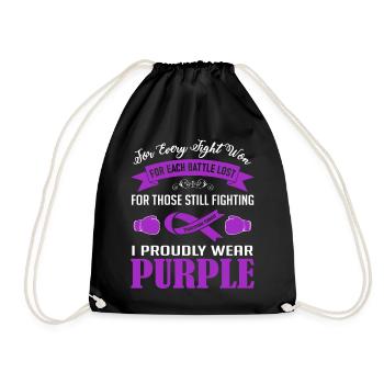 I Proudly Wear Purple | Pancreatic Cancer - Drawstring Bag - black - Front