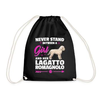 A Girl and her Lagotto Romagnolo Truffle Dog - Drawstring Bag - black - Front