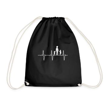 Vater 2 Kinder Sohn Tochter Vatertag Geschenk - Turnbeutel - Schwarz - Vorne