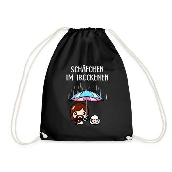 Schäfchen im Trockenen Jesus Christlich Fun - Turnbeutel - Schwarz - Vorne